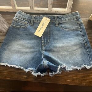 New Franchesca’s Raw Hem denim jeans shorts size medium 12 youth